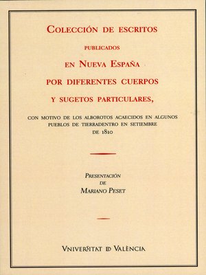 cover image of Colección de escritos publicados en Nueva España por diferentes cuerpos y sugestos particulares